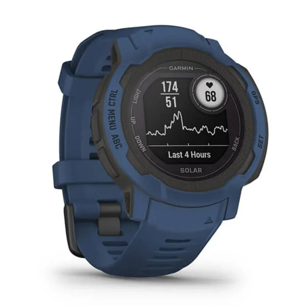 Garmin Instinct 2 Solar Tidal Blue Silicone Band Rugged Outdoor Solar Charging Capabilities Multi-GNSS Support Watch - 010-02627-16