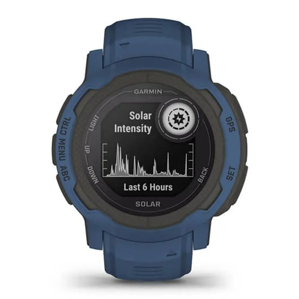Garmin Instinct 2 Solar Tidal Blue Silicone Band Rugged Outdoor Solar Charging Capabilities Multi-GNSS Support Watch - 010-02627-16