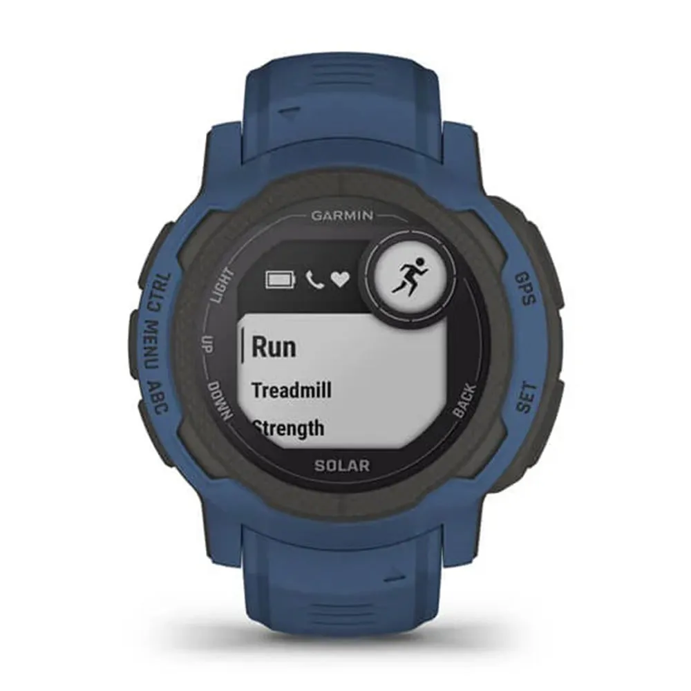 Garmin Instinct 2 Solar Tidal Blue Silicone Band Rugged Outdoor Solar Charging Capabilities Multi-GNSS Support Watch - 010-02627-16