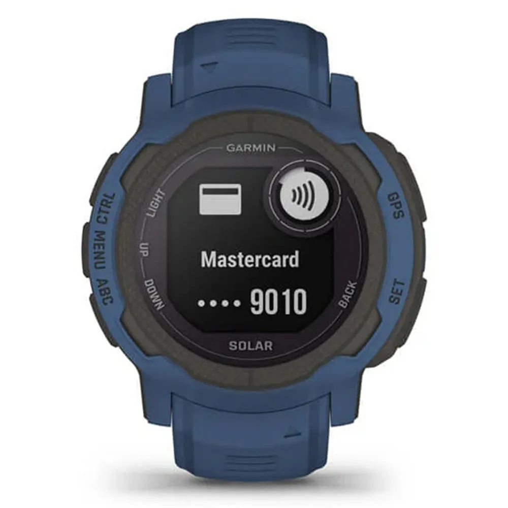 Garmin Instinct 2 Solar Tidal Blue Silicone Band Rugged Outdoor Solar Charging Capabilities Multi-GNSS Support Watch - 010-02627-16