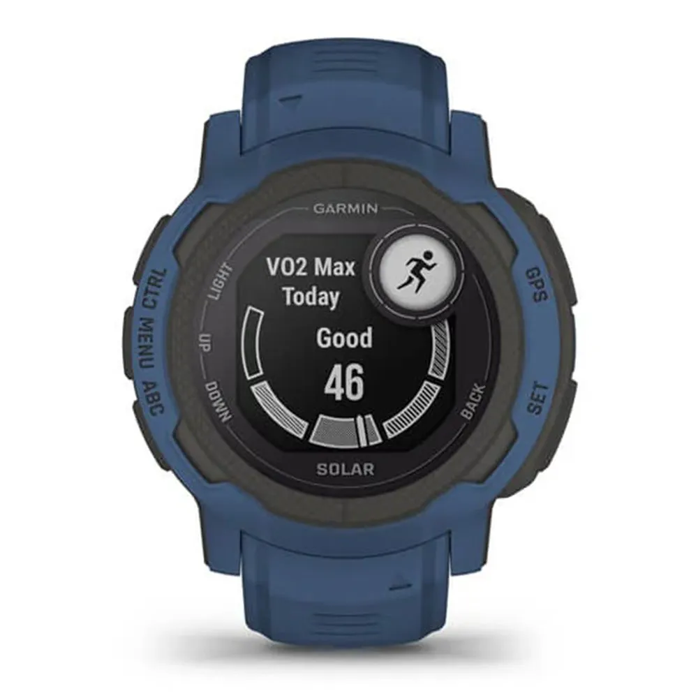 Garmin Instinct 2 Solar Tidal Blue Silicone Band Rugged Outdoor Solar Charging Capabilities Multi-GNSS Support Watch - 010-02627-16