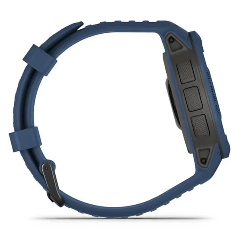 Garmin Instinct 2 Solar Tidal Blue Silicone Band Rugged Outdoor Solar Charging Capabilities Multi-GNSS Support Watch - 010-02627-16