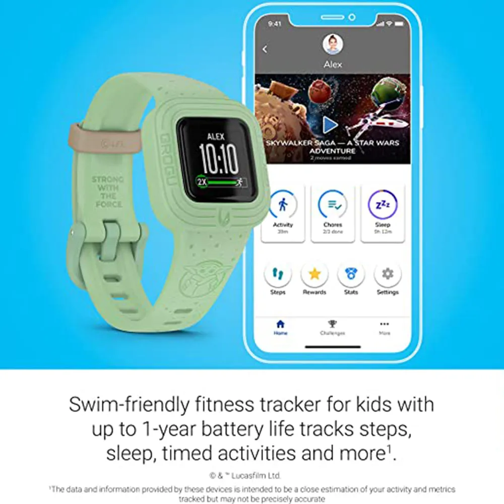 Garmin vivofit jr 3 Star Wars Grogu Kids Swim-Friendly Activity Unlocks Adventure Fitness Tracker - 010-02441-36