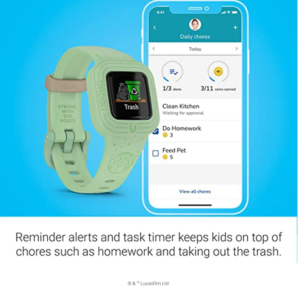 Garmin vivofit jr 3 Star Wars Grogu Kids Swim-Friendly Activity Unlocks Adventure Fitness Tracker - 010-02441-36