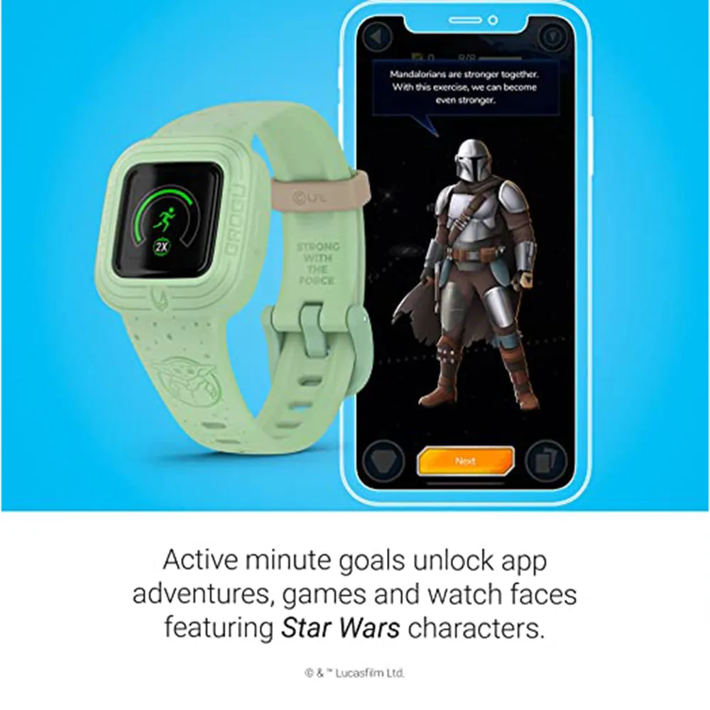 Garmin vivofit jr 3 Star Wars Grogu Kids Swim-Friendly Activity Unlocks Adventure Fitness Tracker - 010-02441-36