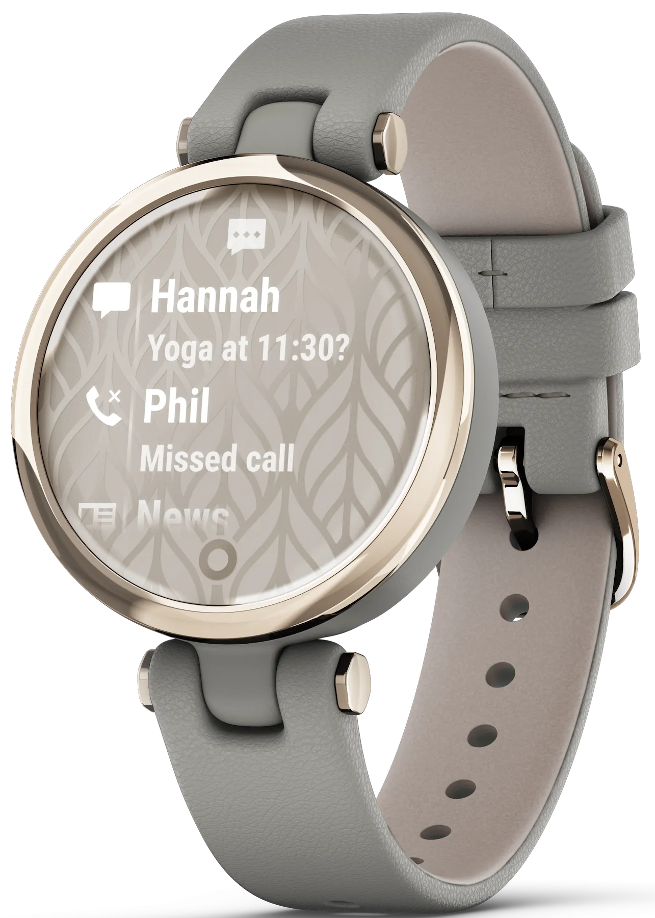 Garmin Watch Lily Cream Gold Case And Italian Leather Band D