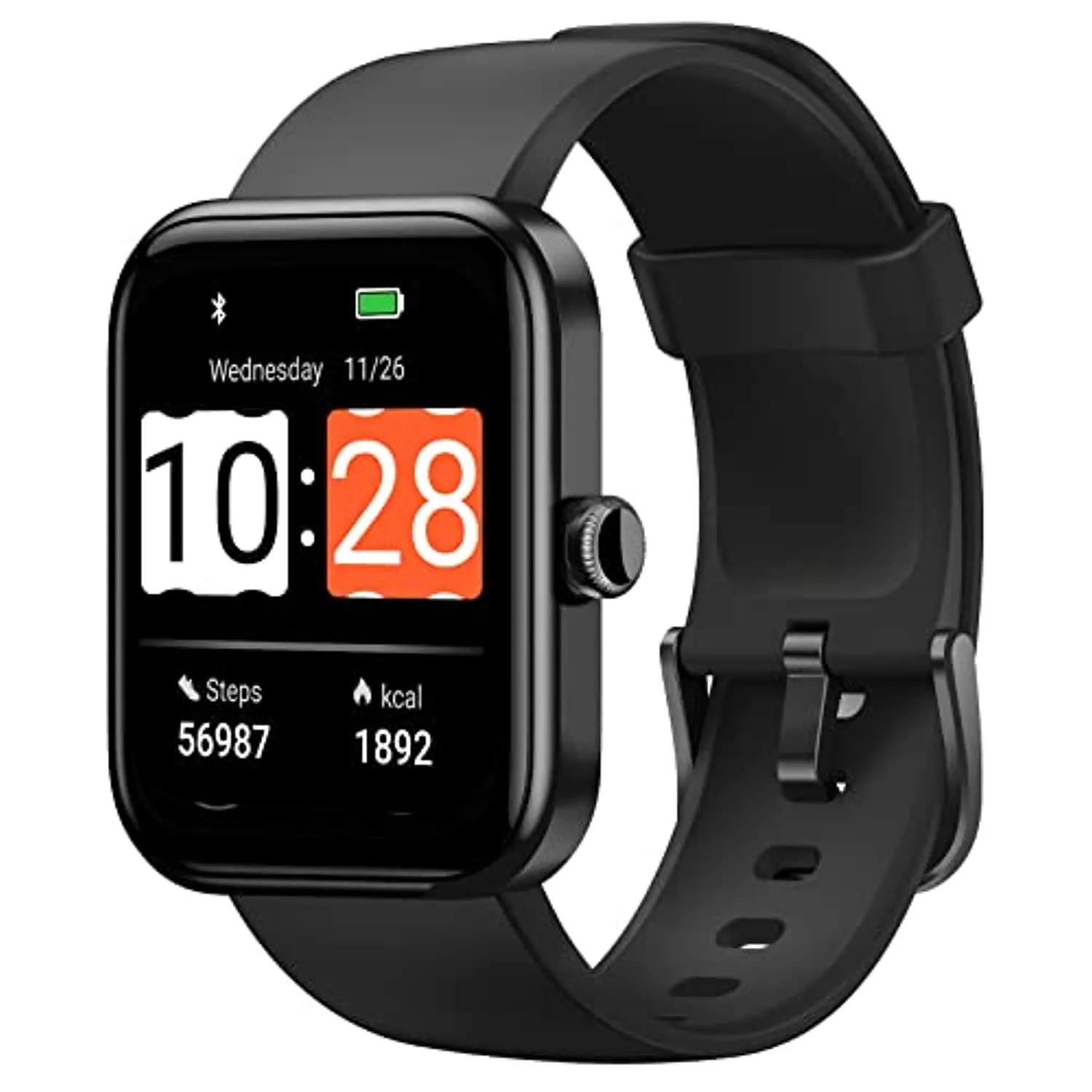 HAFURY Smart Watch, 1.69" Display Fitness Tracker, Blood Oxygen, Heart Rate, Microphone Built-in, Sleep, Stress Monitor, 5ATM Waterproof, Smartwatch for Android iOS Phone, Black
