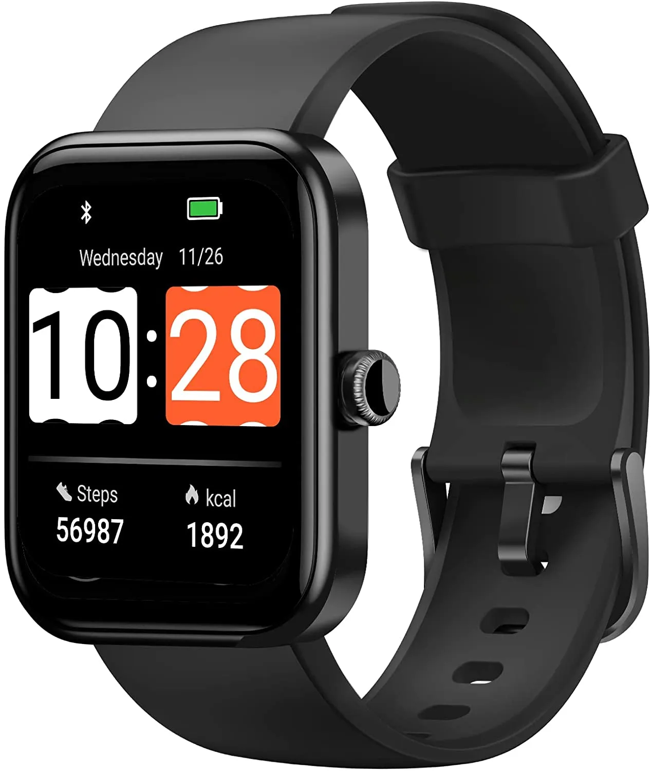 HAFURY Smart Watch, 1.69" Display Fitness Tracker, Blood Oxygen, Heart Rate, Microphone Built-in, Sleep, Stress Monitor, 5ATM Waterproof, Smartwatch for Android iOS Phone, Black