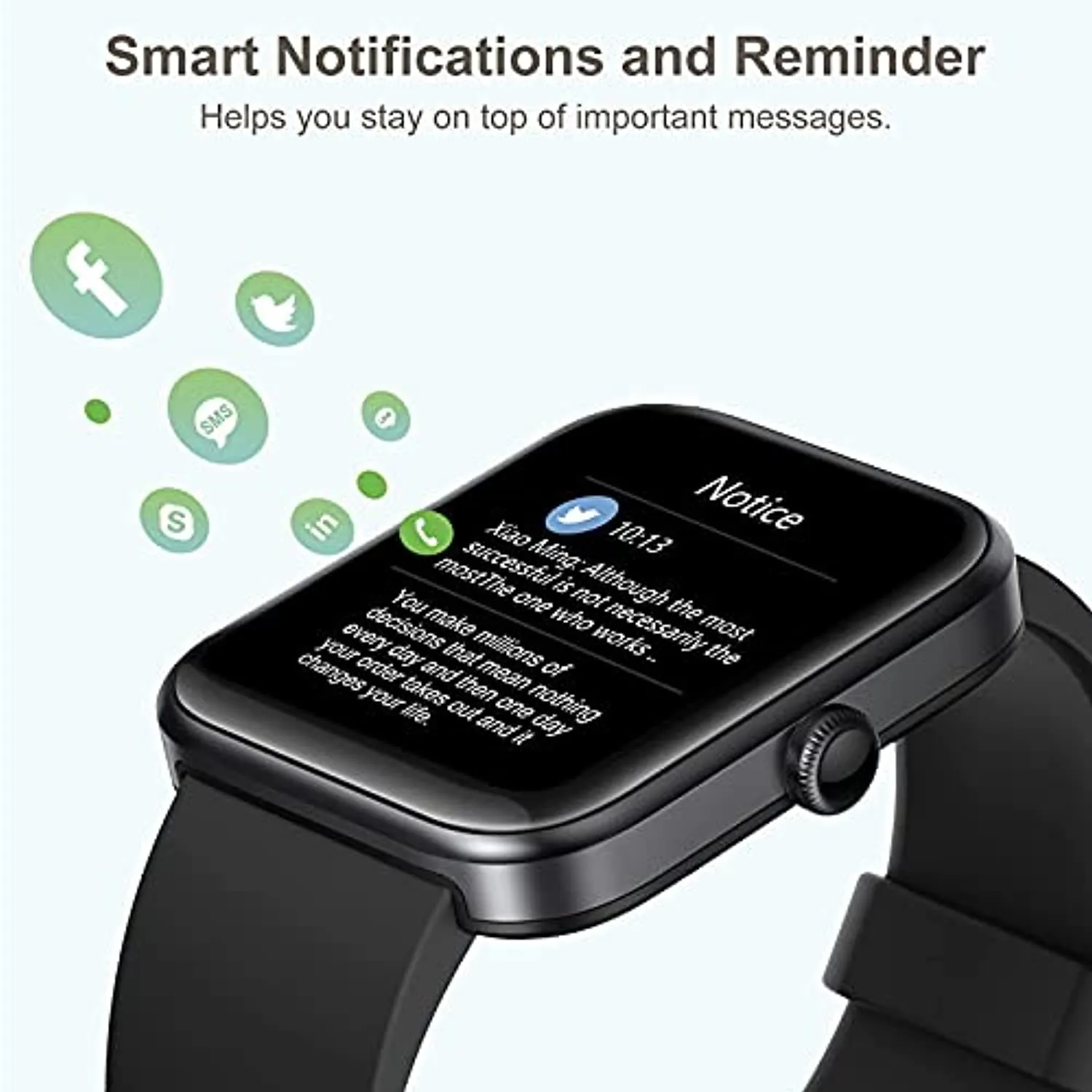 HAFURY Smart Watch, 1.69" Display Fitness Tracker, Blood Oxygen, Heart Rate, Microphone Built-in, Sleep, Stress Monitor, 5ATM Waterproof, Smartwatch for Android iOS Phone, Black