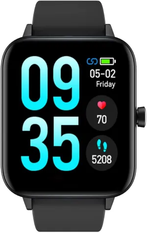 HAFURY Smart Watch, 1.69" Display Fitness Tracker, Blood Oxygen, Heart Rate, Microphone Built-in, Sleep, Stress Monitor, 5ATM Waterproof, Smartwatch for Android iOS Phone, Black