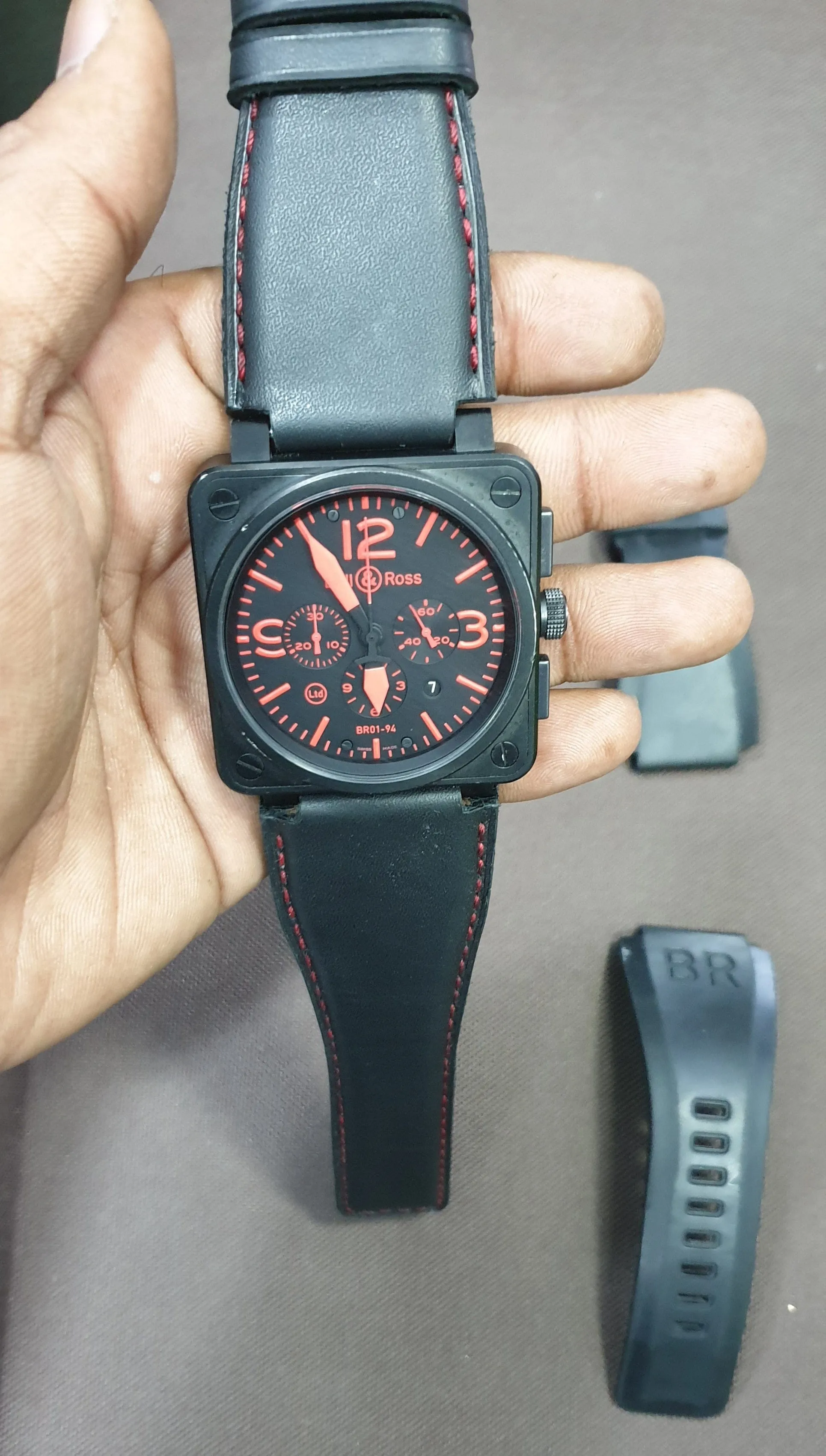 Handmade leather strap for bell & ross
