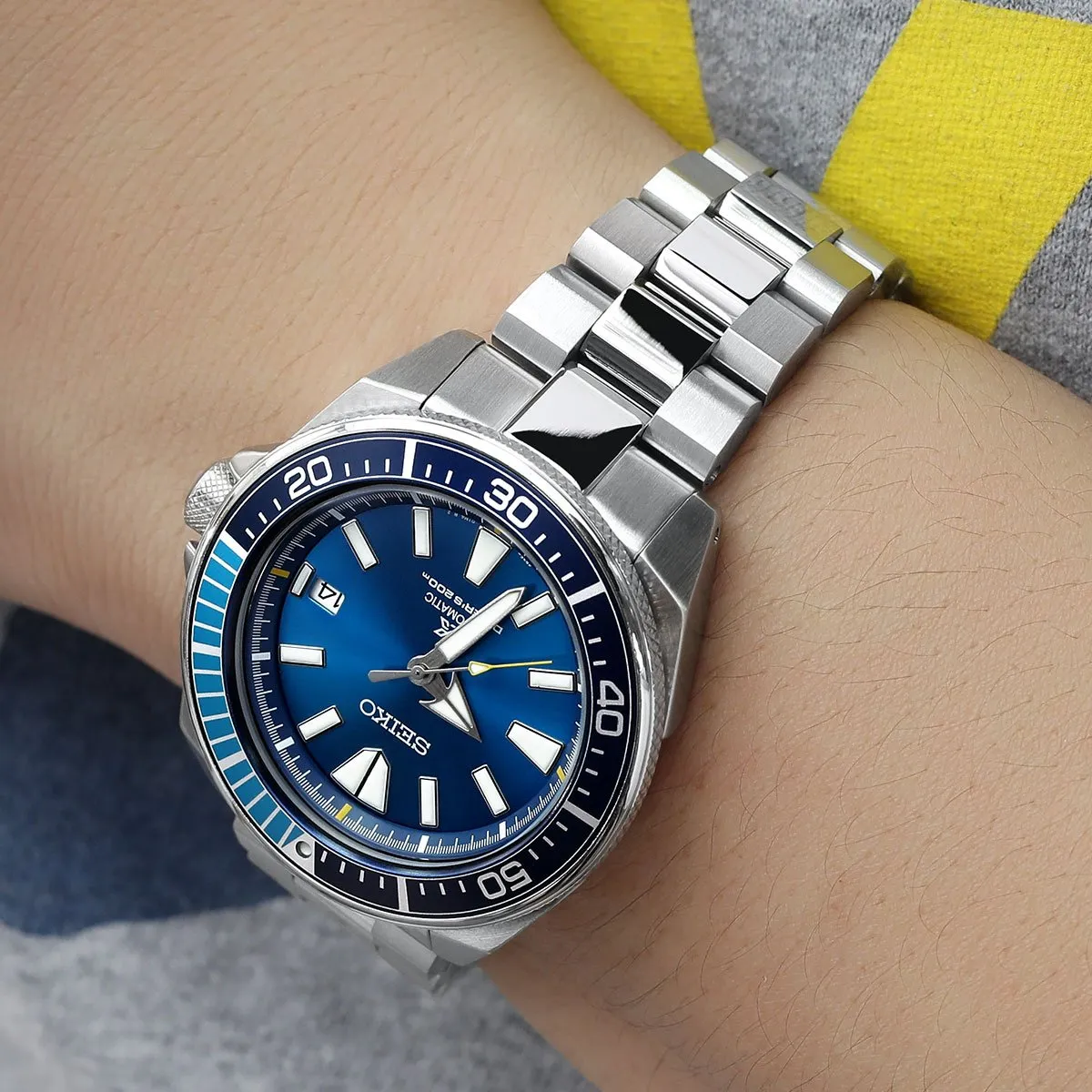Hexad compatible with Seiko Samurai SRPB51, Brushed & Polished SUB Clasp