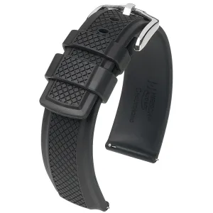 Hirsch Accent Black Rubber Quick Release Watch Strap