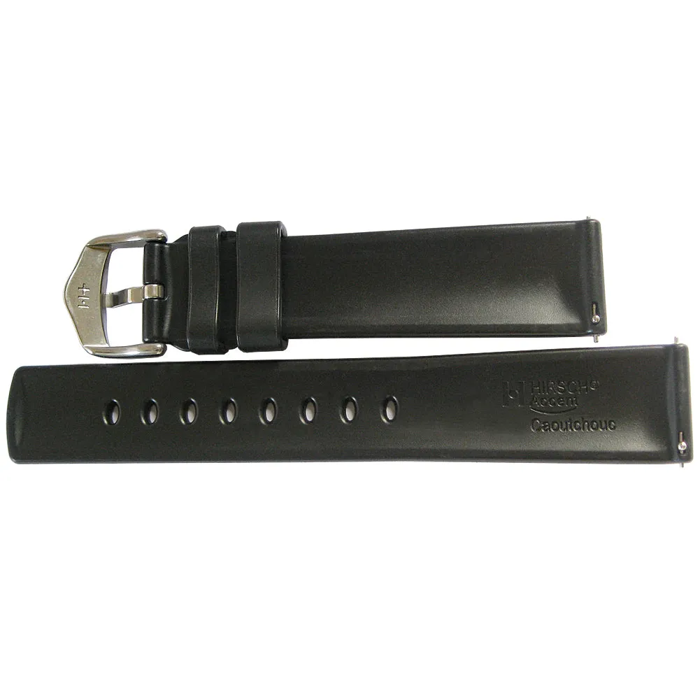 Hirsch Accent Black Rubber Quick Release Watch Strap