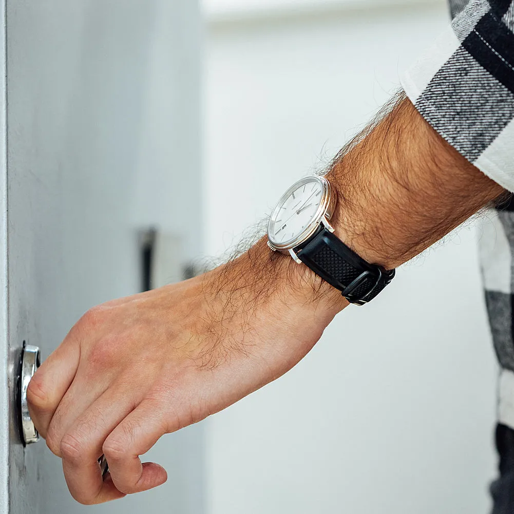 Hirsch Accent Black Rubber Quick Release Watch Strap