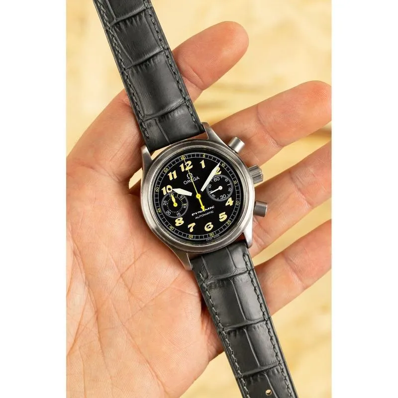 Hirsch DUKE Alligator Embossed Leather Watch Strap in GREY