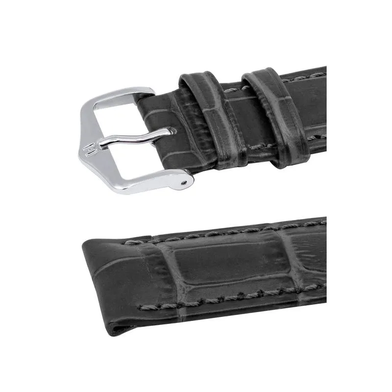 Hirsch DUKE Alligator Embossed Leather Watch Strap in GREY