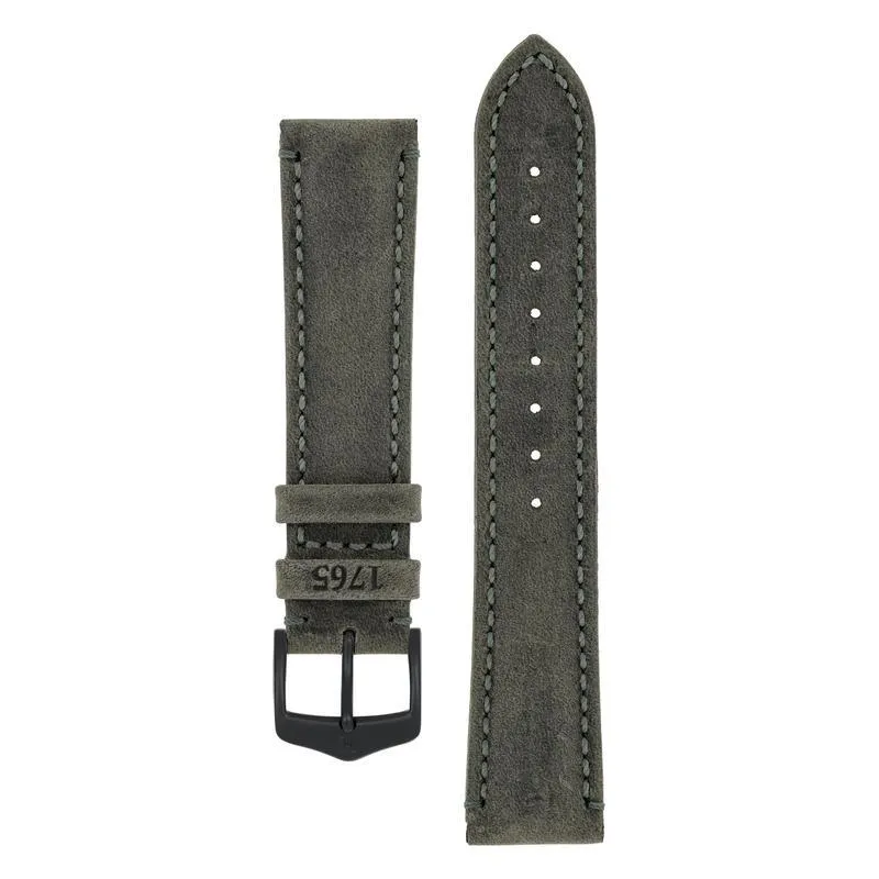 Hirsch HERITAGE Natural Calfskin Leather Watch Strap in ANTHRACITE