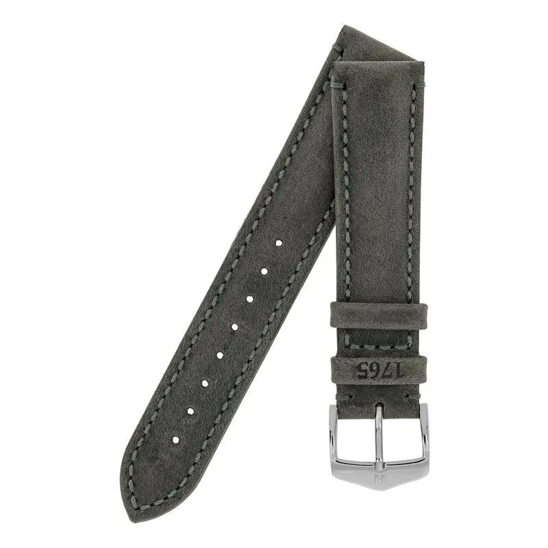Hirsch HERITAGE Natural Calfskin Leather Watch Strap in ANTHRACITE