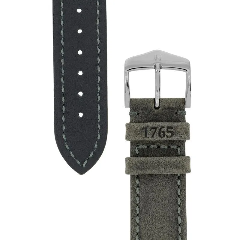Hirsch HERITAGE Natural Calfskin Leather Watch Strap in ANTHRACITE