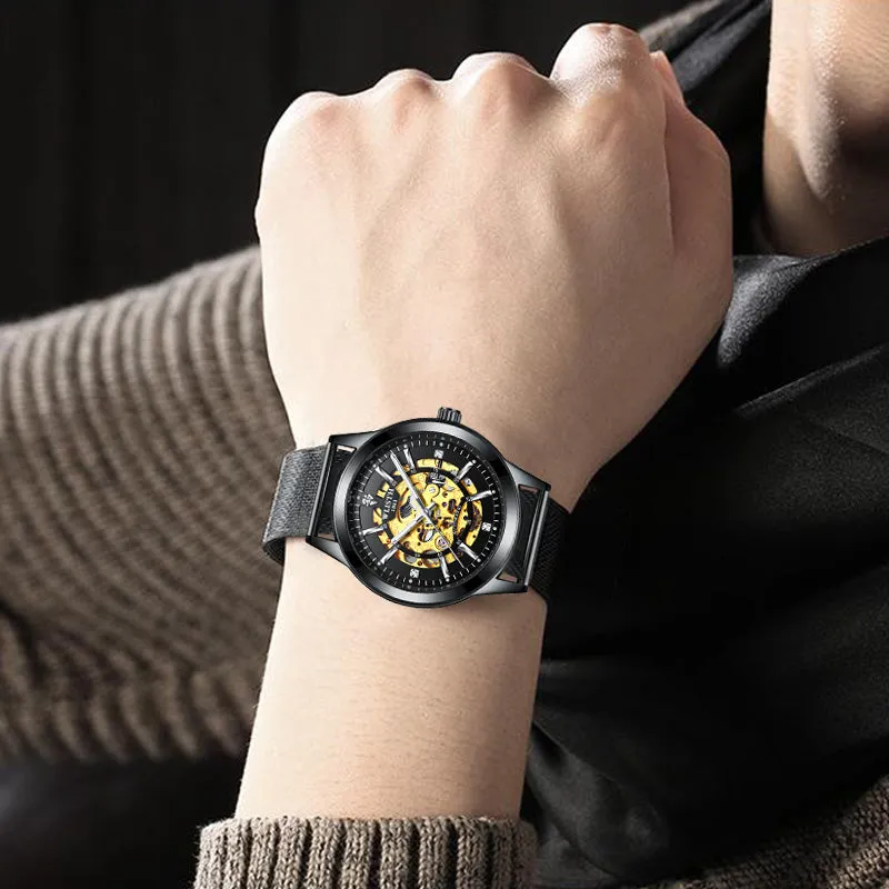 Hollow out mechanical belt watch W11S8919-SB