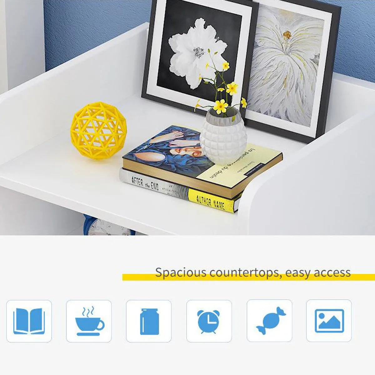 Kawachi Modern Home Bedroom Bedside Table Storage Cabinet with 3 Drawers KW23-White MD