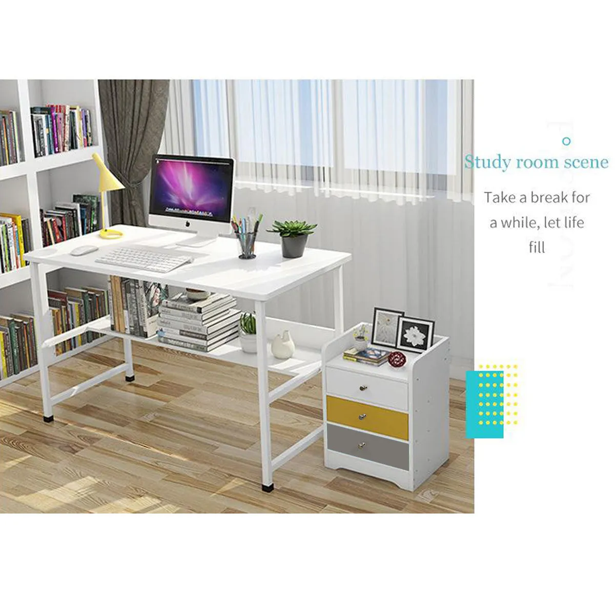 Kawachi Modern Home Bedroom Bedside Table Storage Cabinet with 3 Drawers KW23-White MD