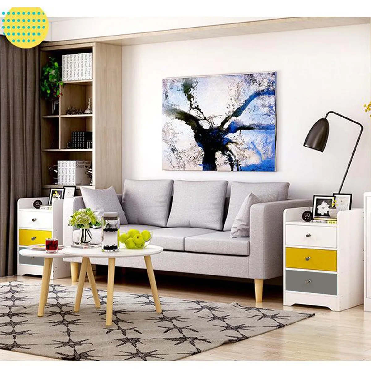 Kawachi Modern Home Bedroom Bedside Table Storage Cabinet with 3 Drawers KW23-White MD