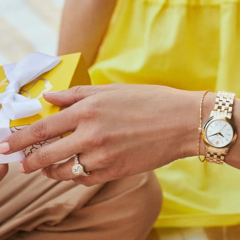 Kendra Scott | Alex Gold Tone Stainless Steel 28mm Watch in Ivory Mother-of-Pearl