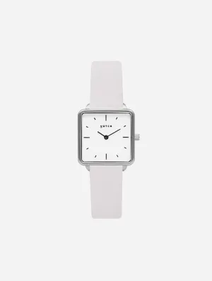 Kindred Watch with Silver & White Dial | Light Grey Vegan Leather Strap