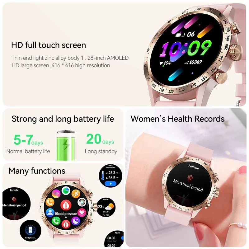 LIGE AMOLED Screen Smart Watch For Women Wireless Call Health Monitor