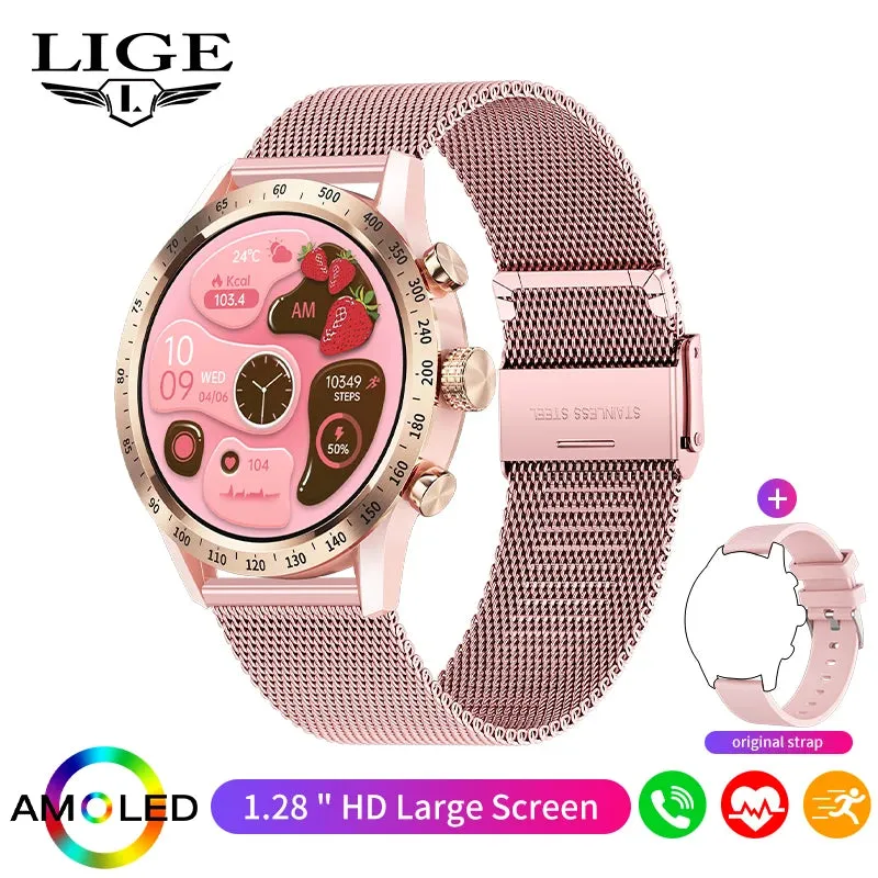 LIGE AMOLED Screen Smart Watch For Women Wireless Call Health Monitor