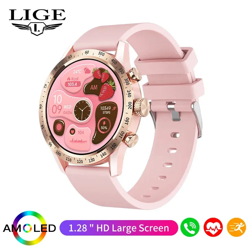 LIGE AMOLED Screen Smart Watch For Women Wireless Call Health Monitor