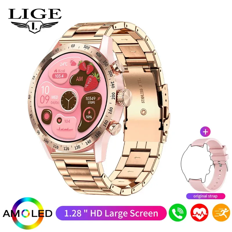 LIGE AMOLED Screen Smart Watch For Women Wireless Call Health Monitor