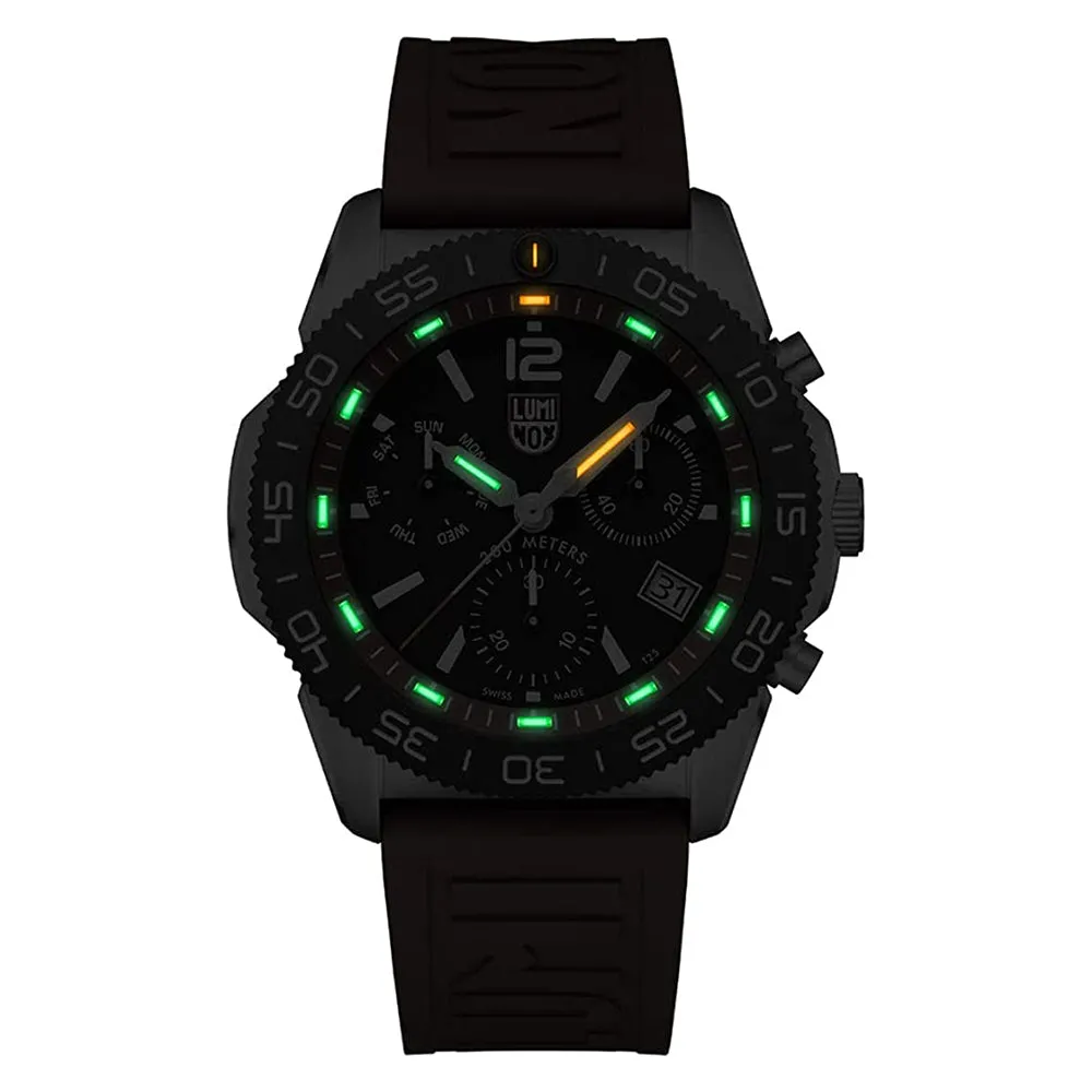 Luminox Men's Black Dial Red Rubber Band Pacific Diver Chronograph Japanese Quartz Watch - XS.3155