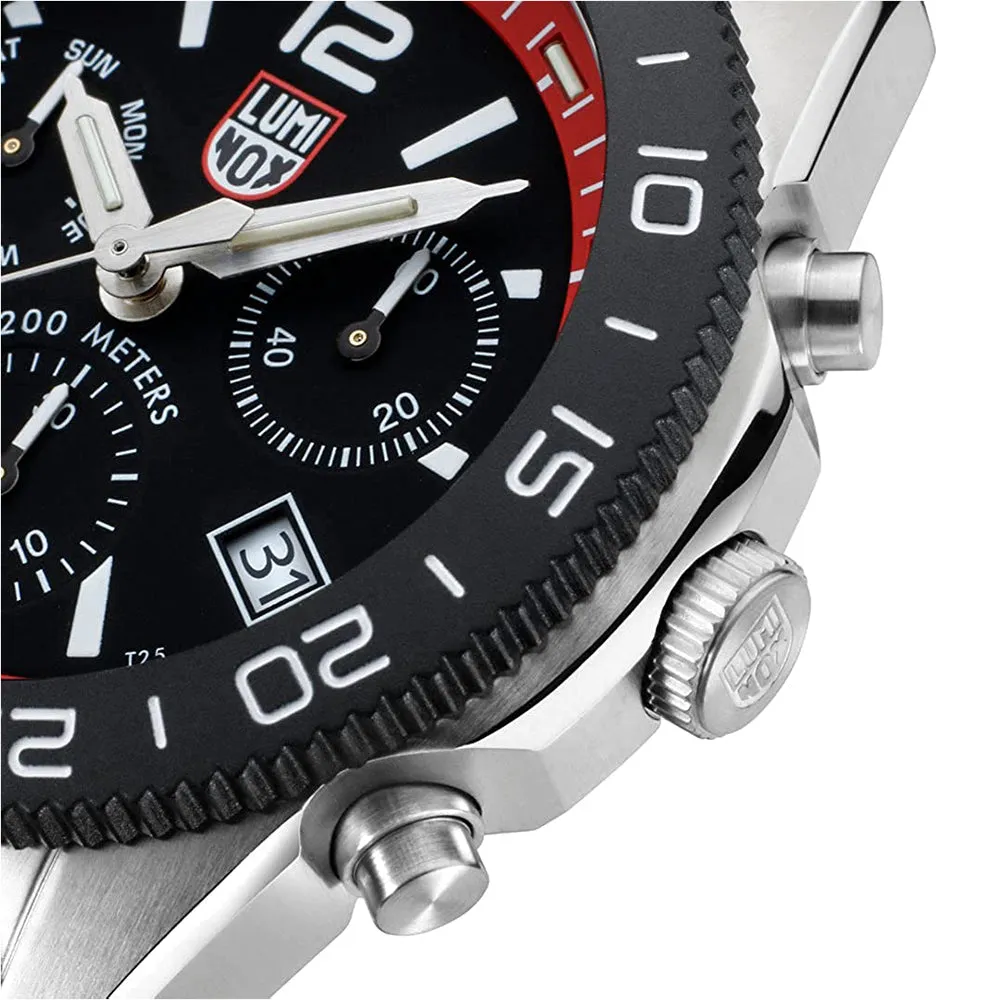 Luminox Men's Black Dial Red Rubber Band Pacific Diver Chronograph Japanese Quartz Watch - XS.3155