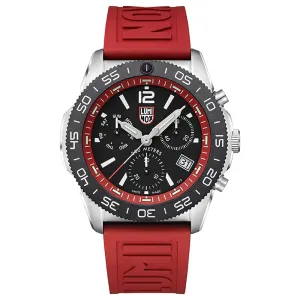 Luminox Men's Black Dial Red Rubber Band Pacific Diver Chronograph Japanese Quartz Watch - XS.3155