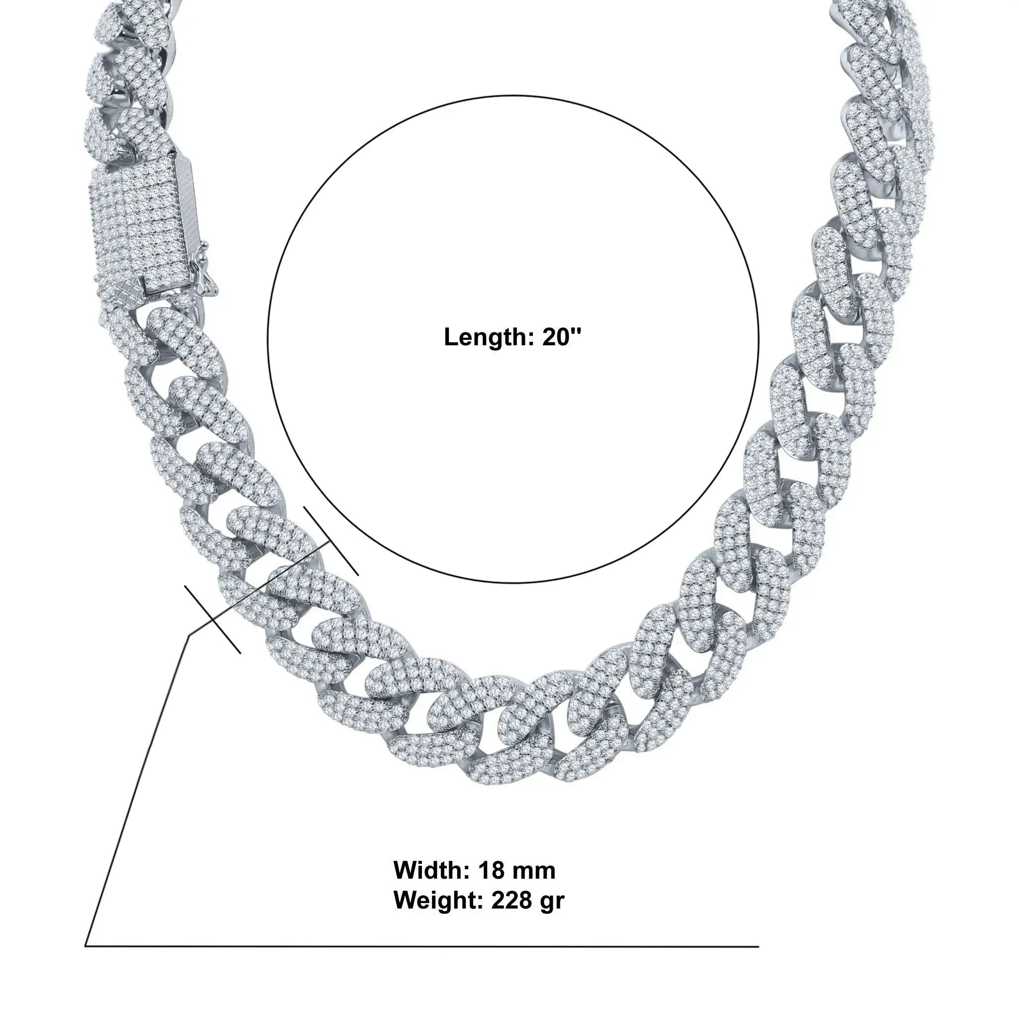 Luxury 18 MM Cuban Link Chain with Radiant Cubic Zirconia