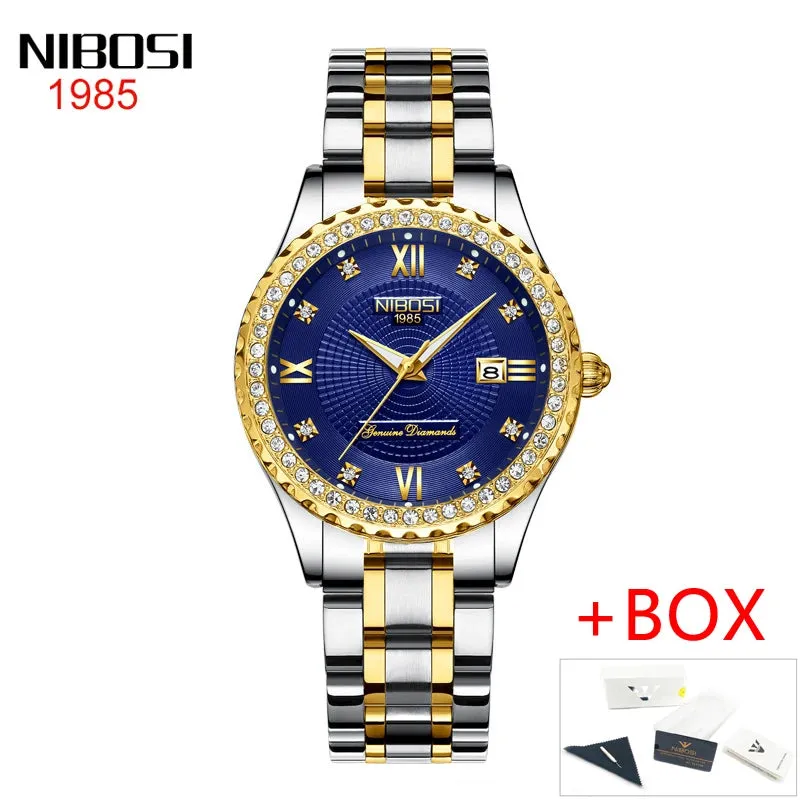 Luxury Women's Gold Quartz Watch - Stainless Steel, Waterproof, Date Display, Fashion Diamond Design, Relogio Feminino