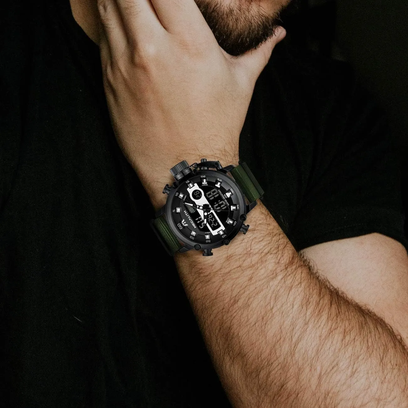 MEGALITH Mens Watches Waterproof Digital Military Sport Tactical Multifunction Heavy Duty Led Rugged Watch for Men, Alarm Stopwatch, Nylon/Leather Strap