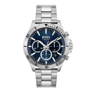 Mens BOSS Silver/Blue Troper Bracelet Watch