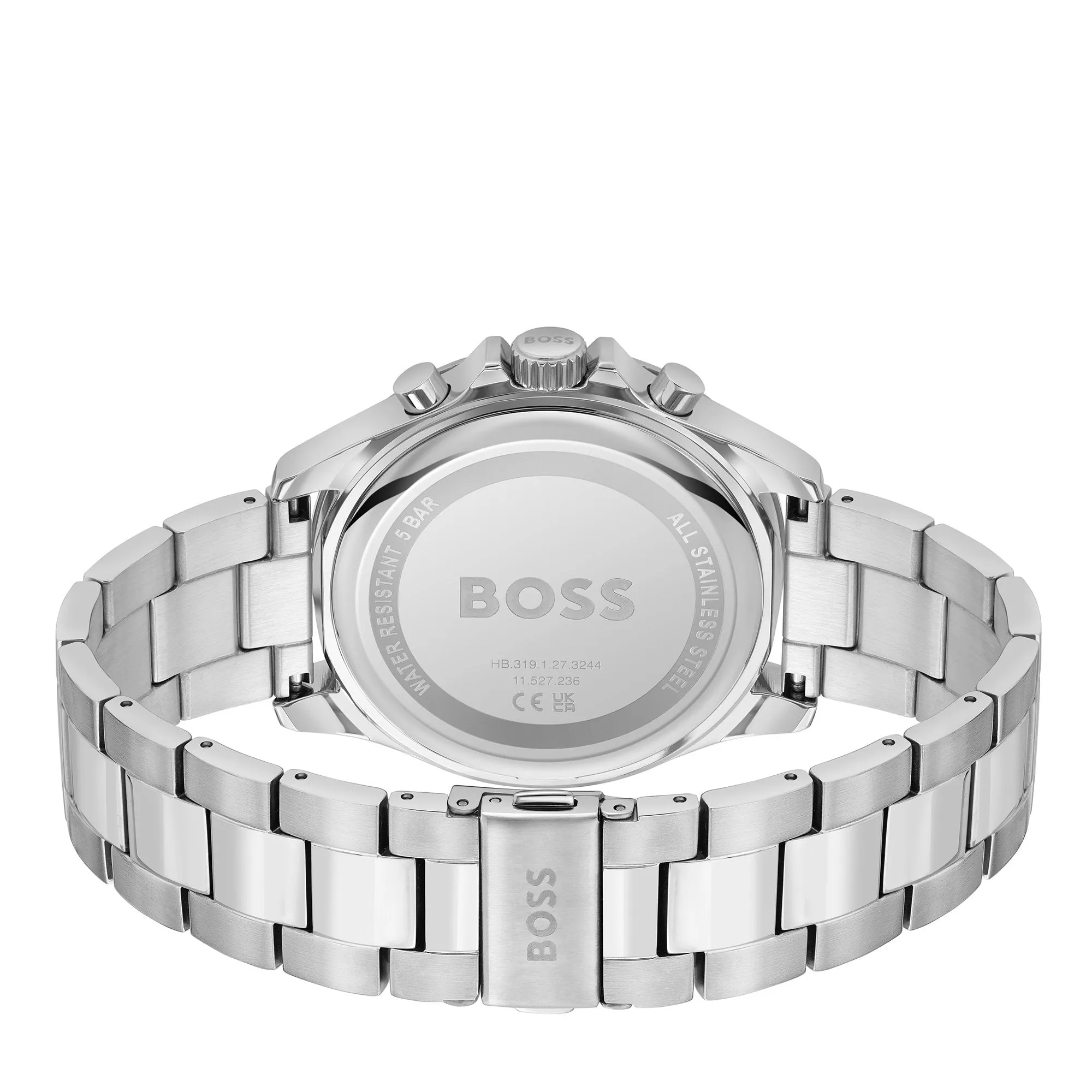 Mens BOSS Silver/Blue Troper Bracelet Watch