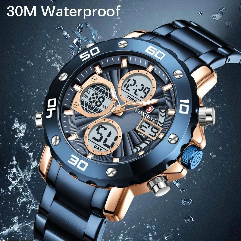 Mens Luxury Sport Watch – Dual Display Analog Digital 3Bar Water