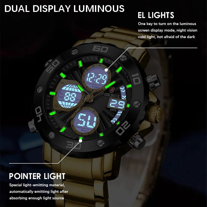 Mens Luxury Sport Watch – Dual Display Analog Digital 3Bar Water