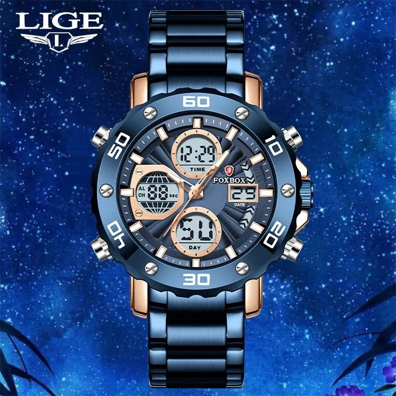 Mens Luxury Sport Watch – Dual Display Analog Digital 3Bar Water