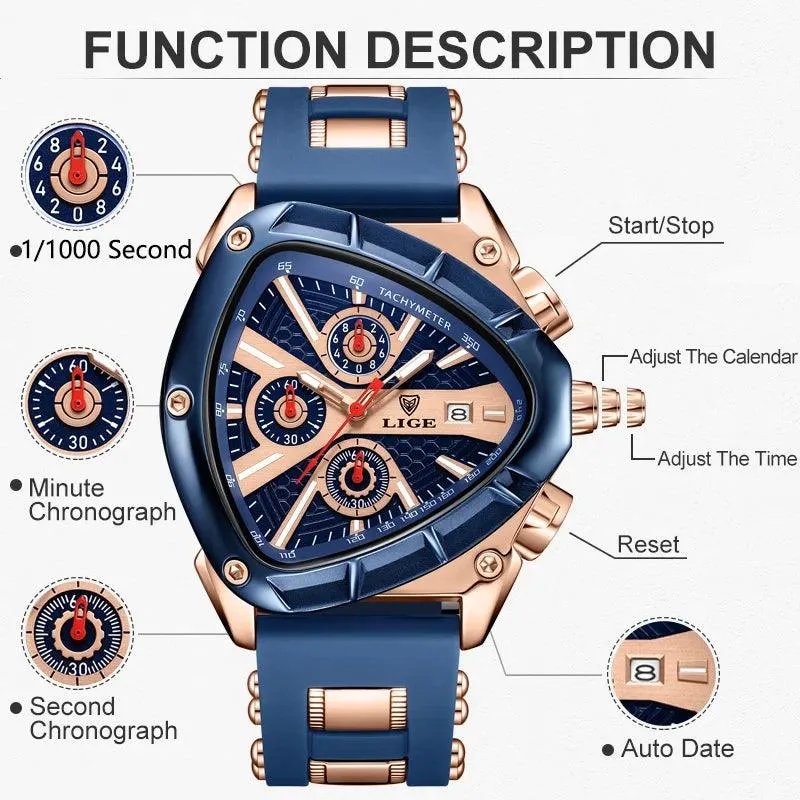 Mens Military Sports Watch Irregular Quartz Wristwatch Chronograph