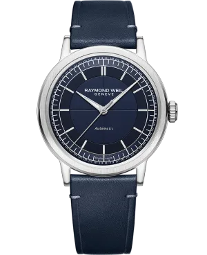 Millesime Men's Automatic Blue Leather Strap Watch