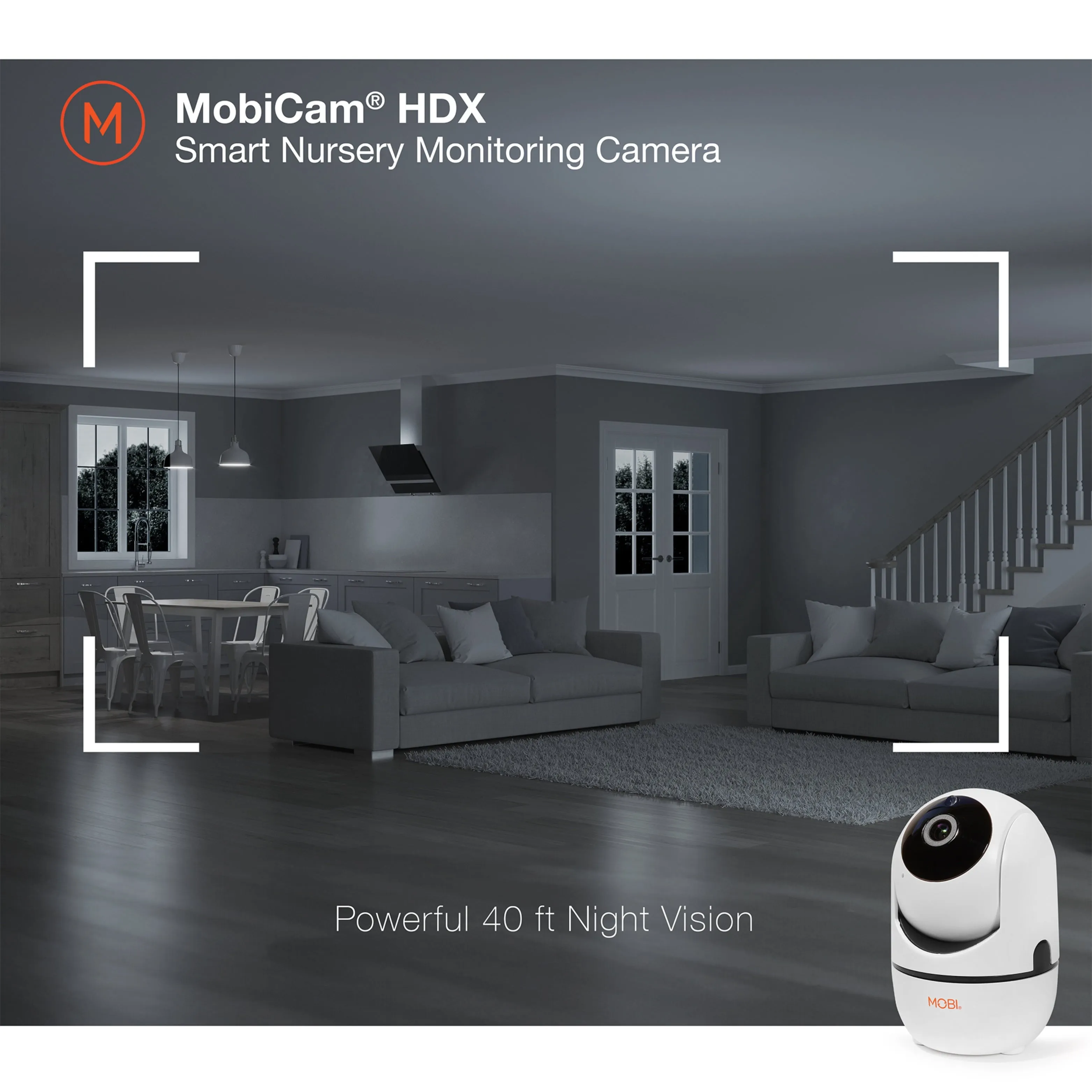 MobiCam HDX Wi-Fi Pan & Tilt Smart Nursery Monitoring Camera, Baby Video Monitor, Night Vision, Motion Detection, Full HD, Two-Way Audio, Remote View & Recording with Free Smart App