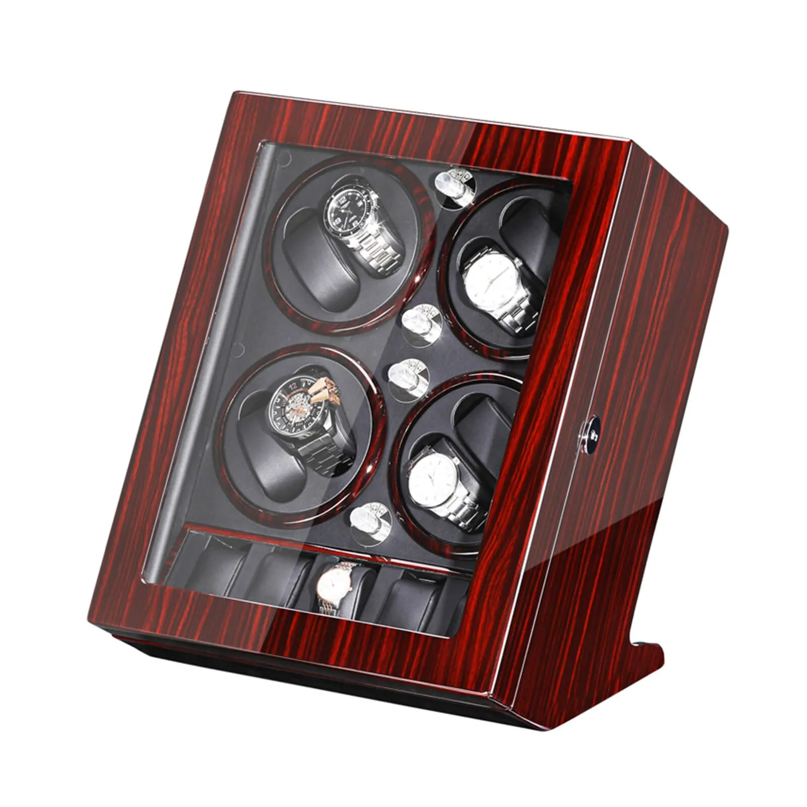 Modern Watch Winders for 8 Automatic Watches with 5 Display Storage Spaces Quiet Motor-Ebony&Black