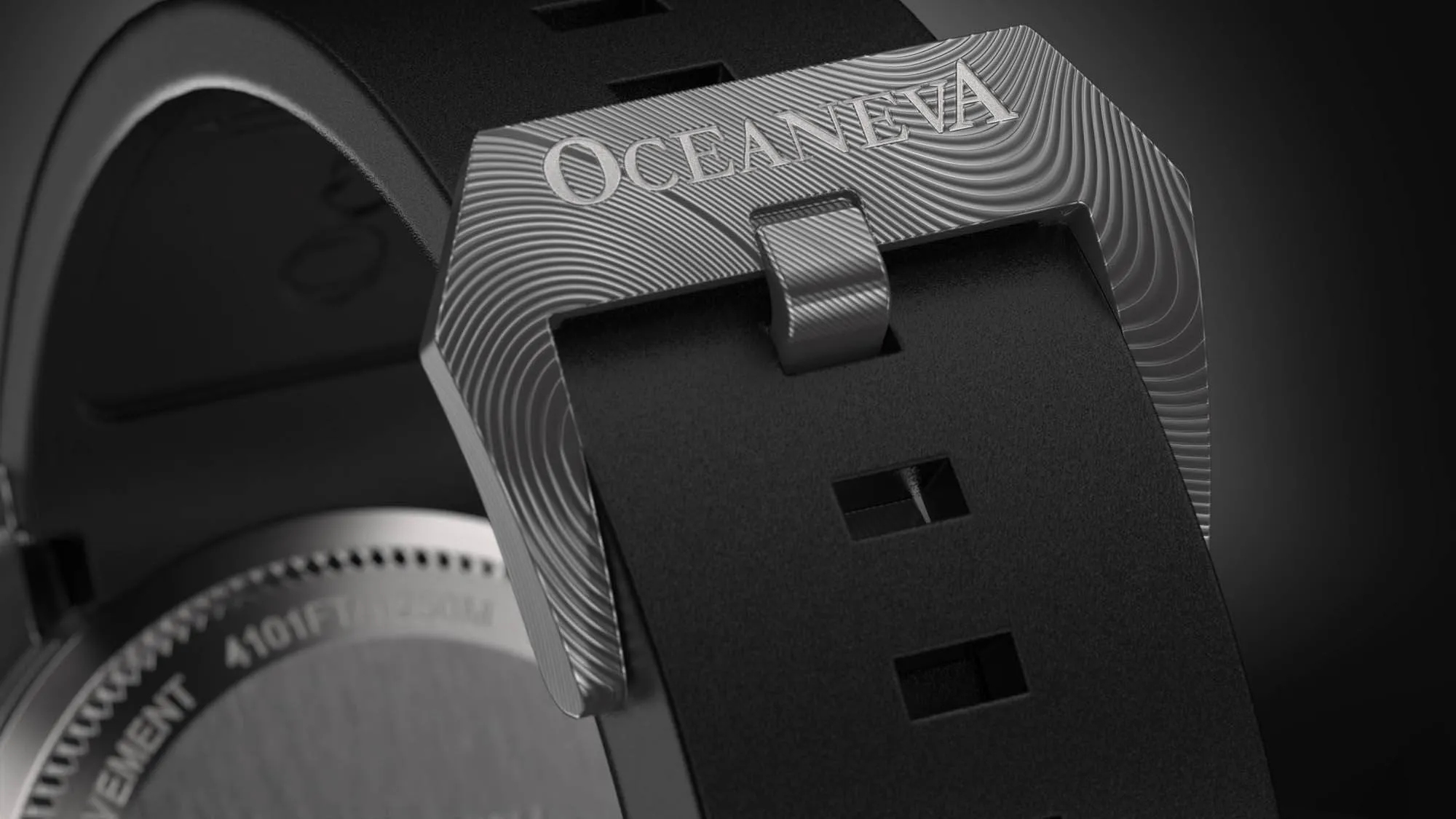 Oceaneva Mens Deep Marine Explorer II Damascus Steel Watch Red Dial